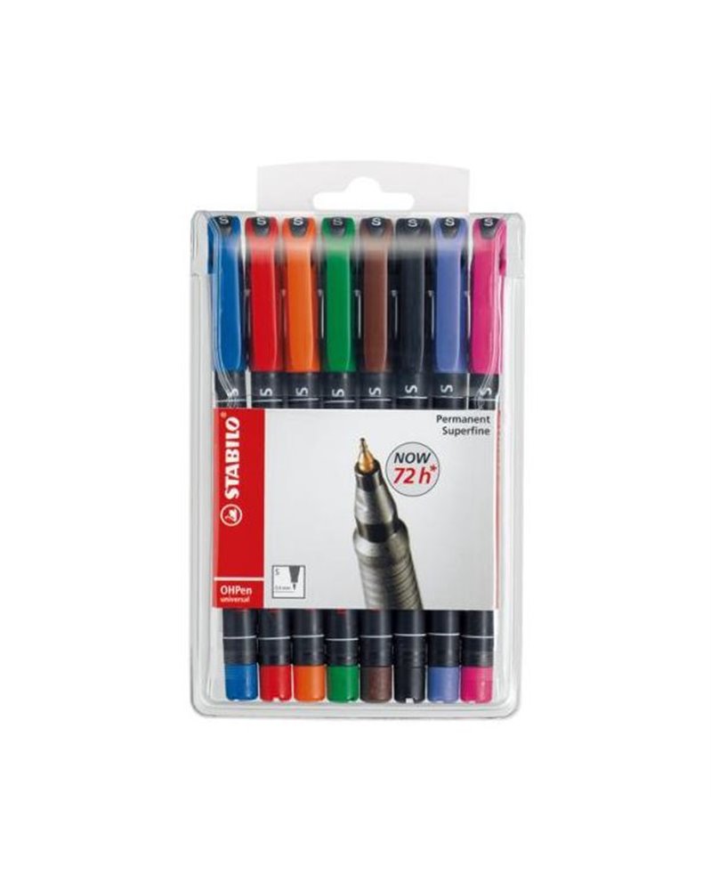 BUSTA 8 PENNARELLI STABILO OHPEN 841 PERMANENTE SUPERFINE