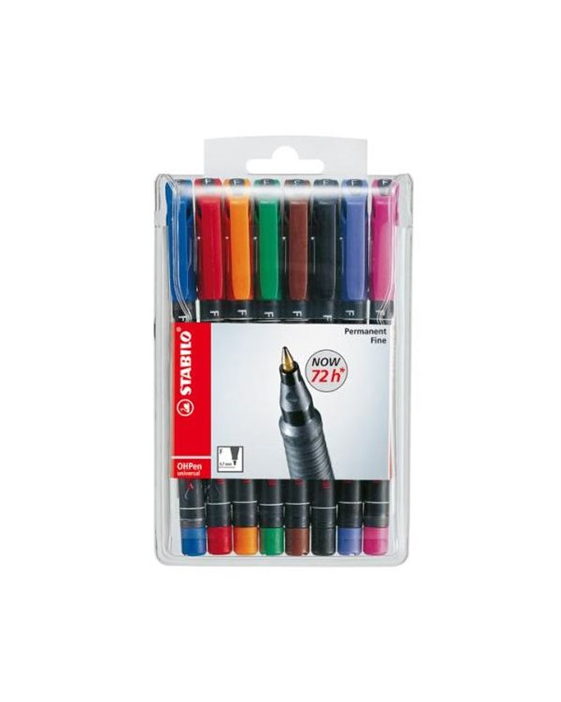 BUSTA 8 PENNARELLI STABILO OHPEN 842 PERMANENTE FINE