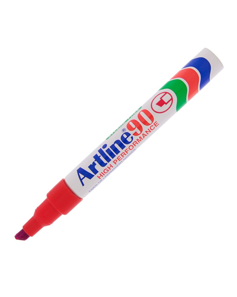 Marcatore artline A 90 permanente punta scalpello rosso