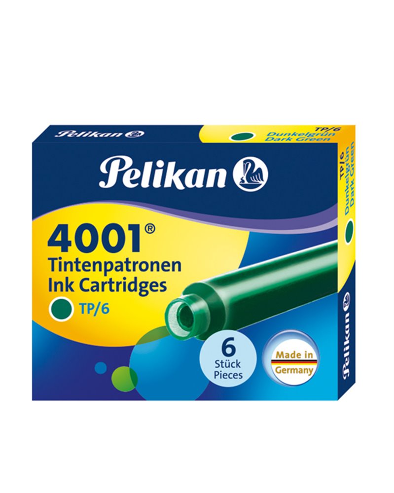 SCATOLA 6 CARTUCCE INCHIOSTRO TP/6 VERDE SCURO PELIKAN 4001