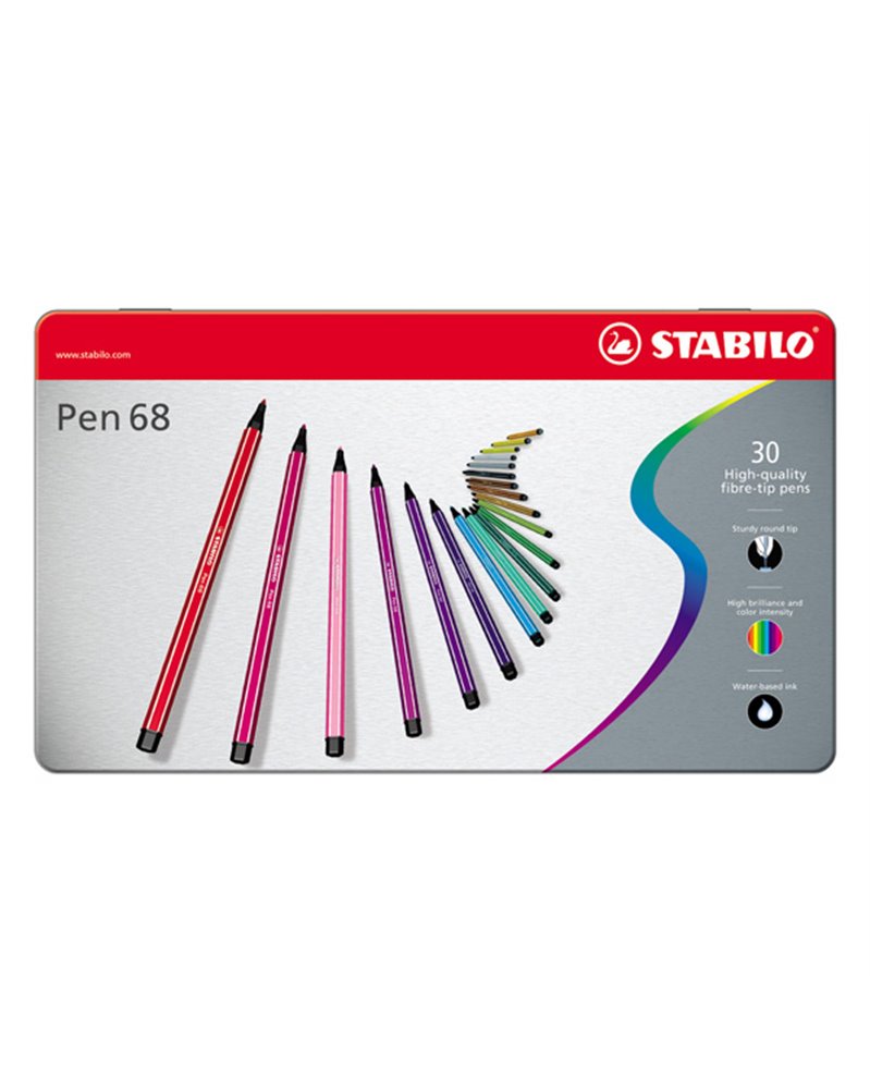 SCATOLA METALLO 30 PENNARELLI STABILO PEN 6830
