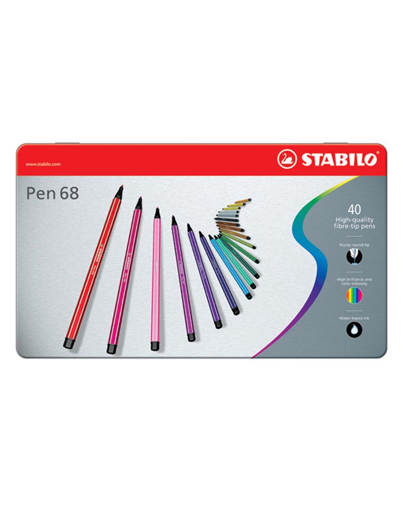 SCATOLA METALLO 40 PENNARELLI PEN 6840 STABILO SCATOLA METALLO 40 PENNARELLI PEN 6840 STABILO