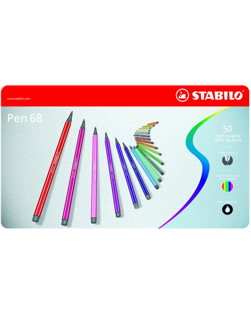 SCATOLA METALLO 50 PENNARELLI PEN 6850 STABILO