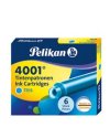 SCATOLA 6 CARTUCCE INCHIOSTRO TP/6 TURCHESE PELIKAN 4001