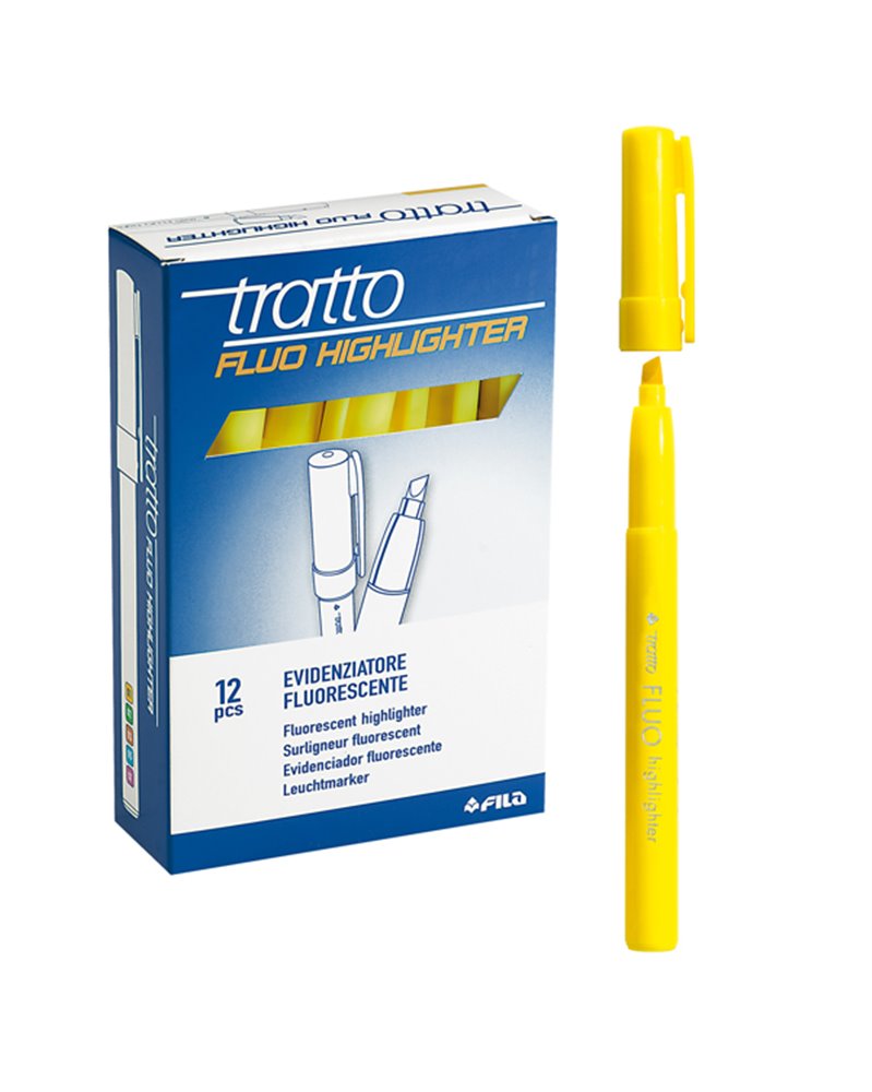 SCATOLA 12 EVIDENZIATORI HIGHLIGHTER GIALLO TRATTO FLUO