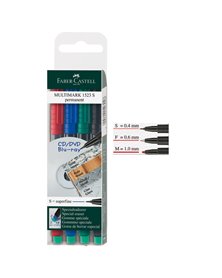 BUSTA 4 COLORI PENNARELLO MULTIMARK 0,4mm SUPERFINE FABER-CASTELL