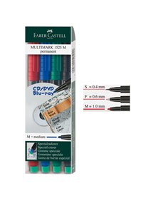 BUSTA 4 COLORI PENNARELLO MULTIMARK 1,0mm MEDIO FABER-CASTELL