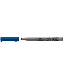 SCATOLA 12 MARCATORI POCKET 1445 BLU P.TONDA PERMANENTE BIC