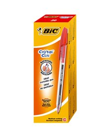 Scatola 20 penna sfera scatto CRISTALÂ® CLIC medio 1,0mm rosso BICÂ®