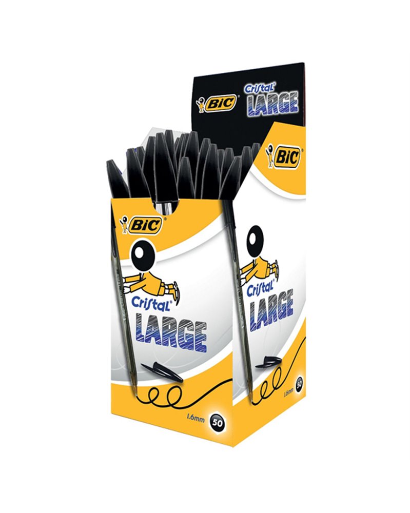 Scatola 50 penna sfera CRISTALÂ® large 1,6mm nero BICÂ®