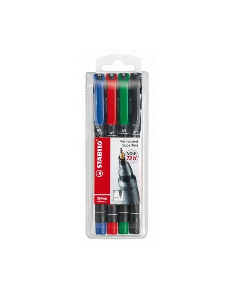 BUSTA 4 PENNARELLI STABILO OHPEN 841 PERMANENTE SUPERFINE