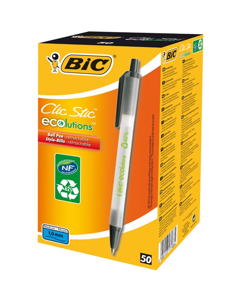 SCATOLA 50 PENNE A SFERA SCATTO ECOlutions NERO 1.0MM BIC