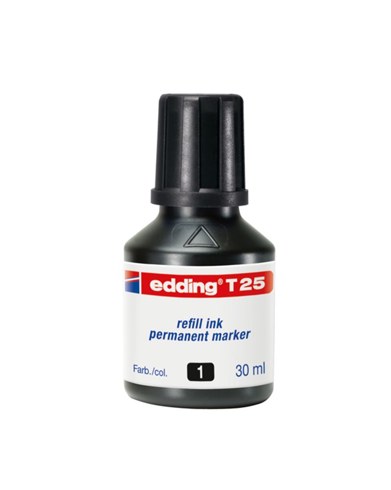 RICARICA INCHIOSTRO PERMANENTE 30ML T25 NERO EDDING