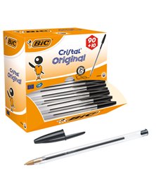 Dispenser value pack 90+10 penna sfera CRISTALÂ® medio 1,0mm nero BICÂ®