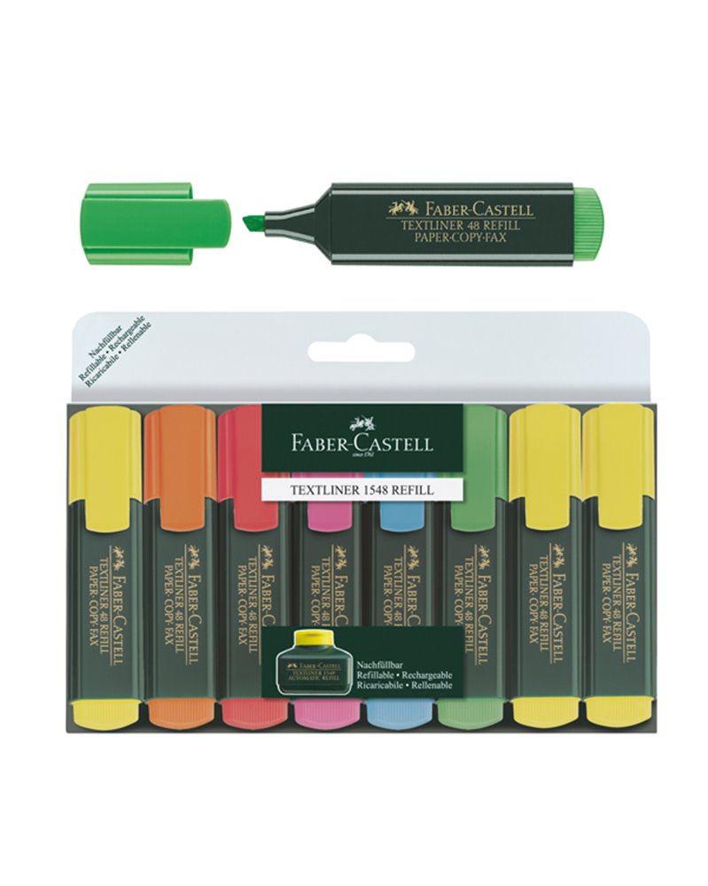 BUSTA 8 EVIDENZIATORI TEXTLINER 1548 FABER CASTELL