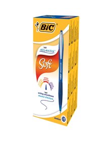 SCATOLA 12 PENNE SFERA SCATTO BICÂ®ATLANTIS PREMIUM clip metal 1,0MM BLU