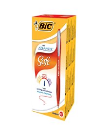 SCATOLA 12 PENNE SFERA SCATTO BICÂ®ATLANTIS PREMIUM clip metal 1,0MM ROSSO