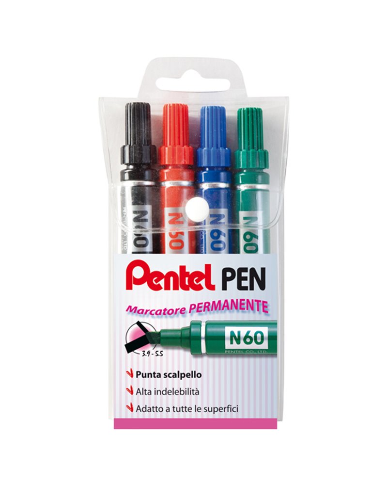 ASTUCCIO MARCATORE PENTEL PEN N60 4 COLORI P.SCALPELLO