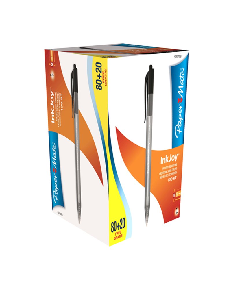 Special pack 80+20 penna sfera scatto INKJOY Stick 100RT 1,0mm nero PAPERMATE