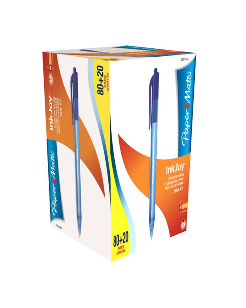 Special pack 80+20 penna sfera scatto INKJOY Stick 100RT 1,0mm blu PAPERMATE