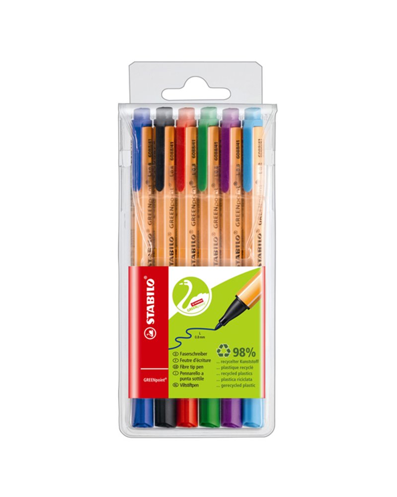 ASTUCCIO 6 Pennarello GREENPOINTÂ® 0.8mm STABILO