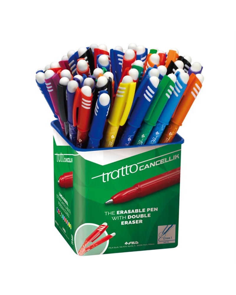 Barattolo 50 penna sfera cancellabile CANCELLIK 1,0mm col. assortiti TRATTO
