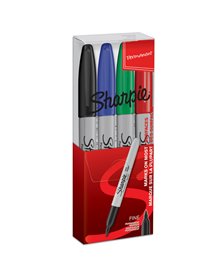 BUSTA 4 MARCATORE SHARPIE PERMANENT 1MM NERO BLU ROSSO E VERDE