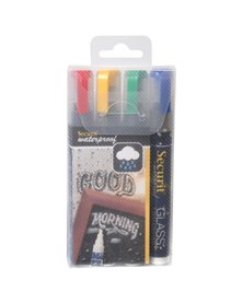 BLISTER 4 MARCATORI A GESSO LIQUIDO Waterproof 4 COLORI 2-6mm Securit
