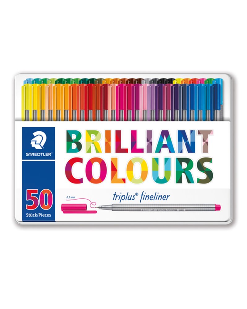 Astuccio 50 Triplus Fineliner punta 0,3mm colori assortiti Staedtler
