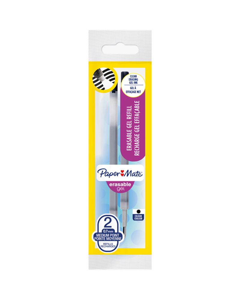 Blister 2 refill sfera ERASABLE GEL 0,7mm nero PAPERMATE