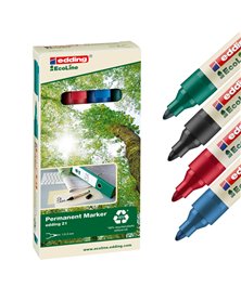 SET 4 MARCATORI PERMANENTI 21 ECOLINE P.CONICA COLORI ASSORTITI EDDING