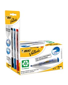 PROMO BOX 12pz BLU Whiteboard VELLEDAÂ® 1701 Recycled BICÂ®+3 ink pocket (N/B/R)