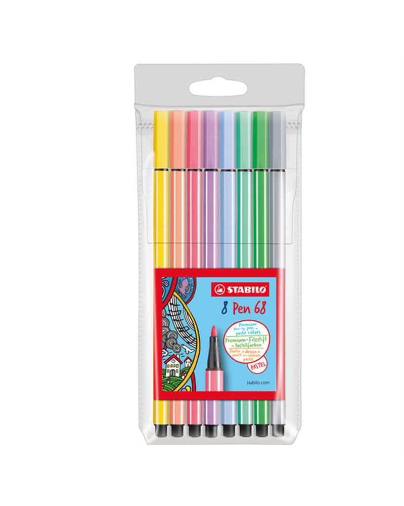Astuccio 8 pennarelli Stabilo Pen 68 colori pastelli