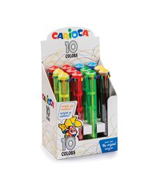 Display 12 penne a sfera automatica 10 Colori colori fluo assortiti Carioca