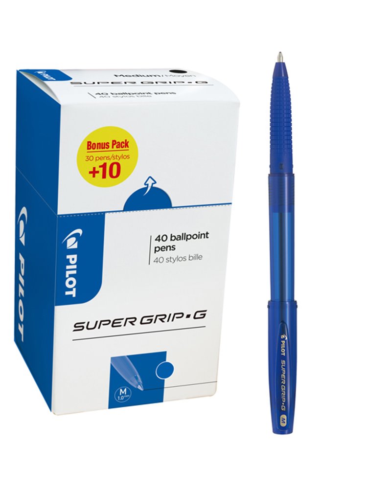 Value pack 40pz penna sfera SupergripG c/cappuccio blu punta media 1.0mm Pilot