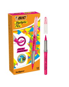 Scatola 12 evidenziatori Flex Highlighter rosa Bic