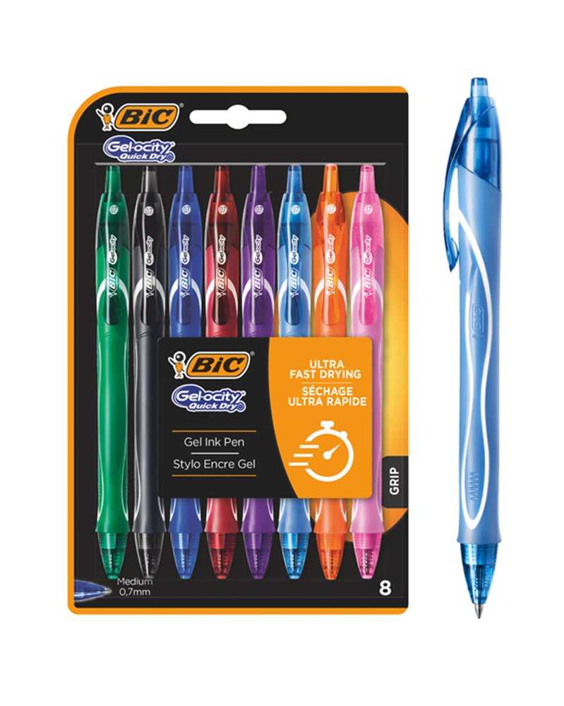 Astuccio 8 penna sfera scatto colori assortiti Gelocity quick dry BICÂ®