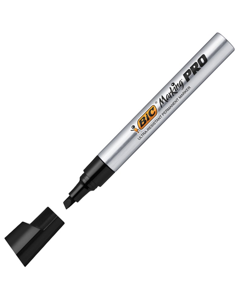 Scatola 12 marcatori Nero punta scalpello Marking Pro Bic