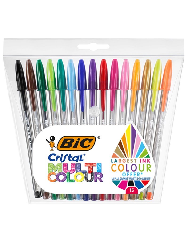 Scatola 15 penna sfera CRISTAL® MULTICOLOR 1,6mm ink ass. BIC® Scatola 15 penna sfera CRISTAL® MULTICOLOR 1,6mm ink ass. BIC®
