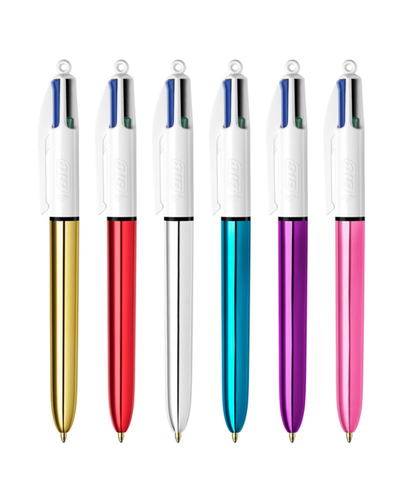 Scatola 12 penne sfera a scatto 4Colors Shine oro BIC