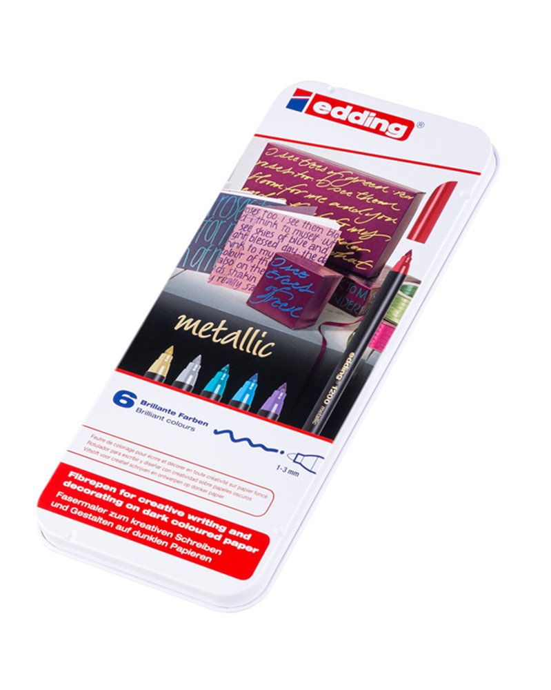 Astuccio 6 pennarelli 1200 metallic in colori assortiti Edding Astuccio 6 pennarelli 1200 metallic in colori assortiti Edding