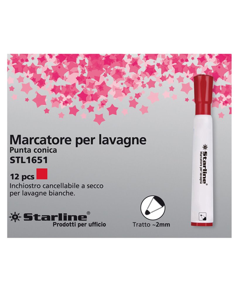 MARCATORE PER LAVAGNE ROSSO P.TONDA 2MM STARLINE