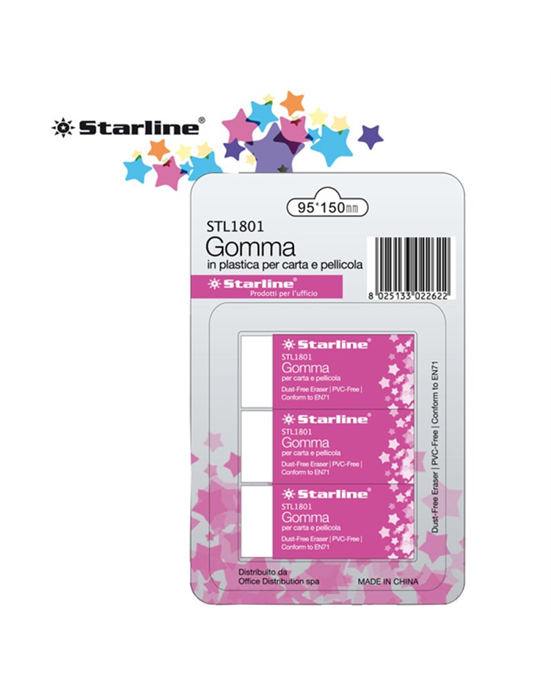 BLISTER 3 GOMME BIANCHE PER MATITA STARLINE