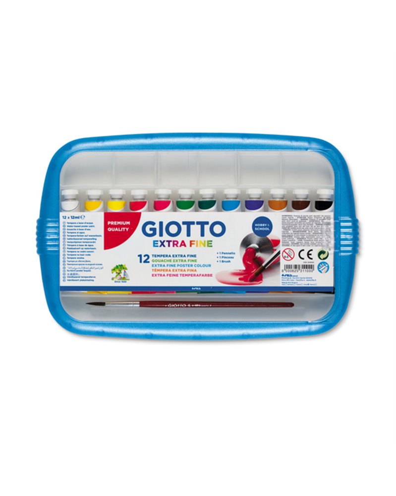 BOX 12 TUBETTI TEMPERA 12ML GIOTTO TUBO 4 ASSORTITO