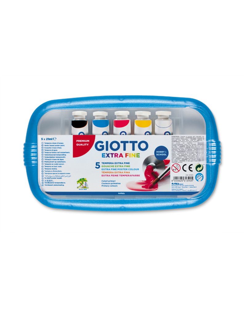 BOX 5 TUBETTI TEMPERA 21ML GIOTTO TUBO 7 ASSORTITO