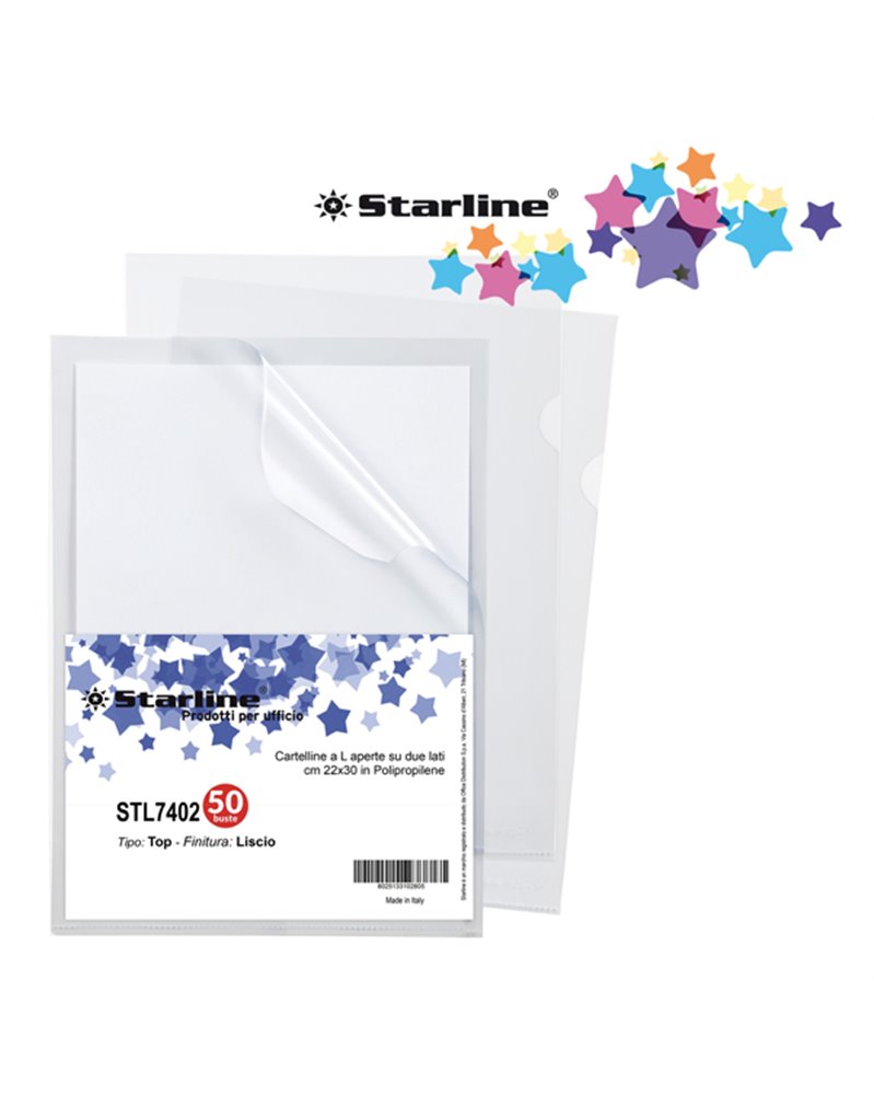 50 Cartelline a L 22x30cm Liscio Top Starline