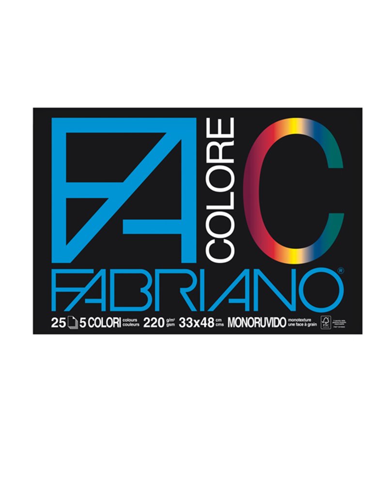 BLOCCO FACOLORE (33X48CM) 25FG 220GR 5 COLORI FABRIANO