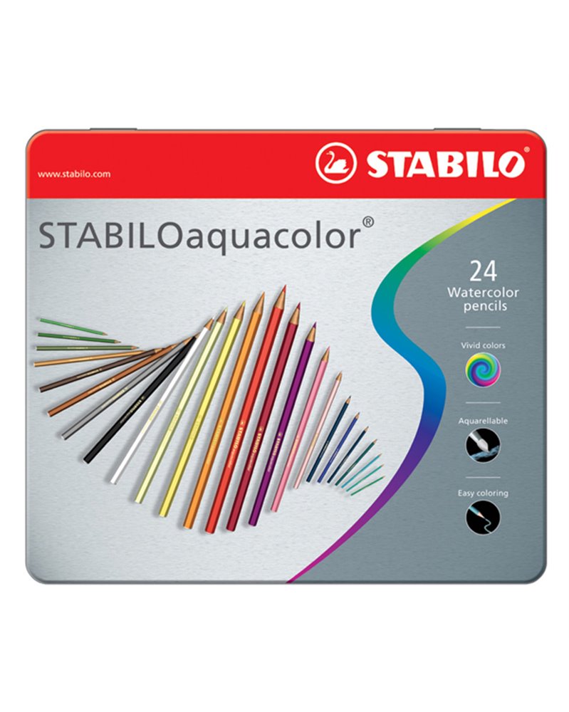 Astuccio metallo 24 pastelli Stabilo AQUACOLOR 1624