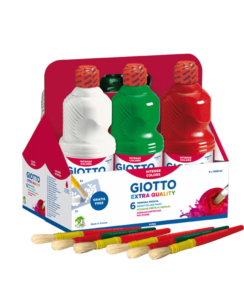 SCHOOLPACK 6 FLACONI TEMPERA PRONTA 1000ML ASSORTITA GIOTTO