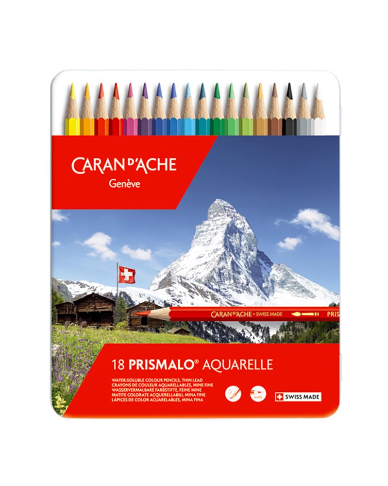 Astuccio metallo 18 Prismalo Aquarelle Caran D'Ache